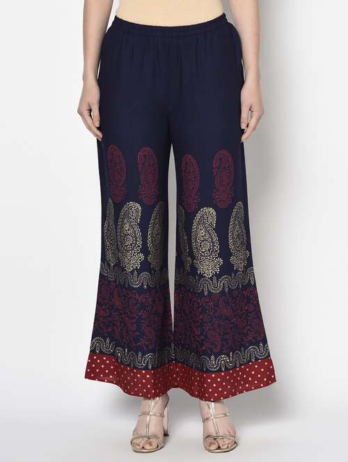 aniyah regular fit women dark blue trousers - 18190269 - Standard Image - 0