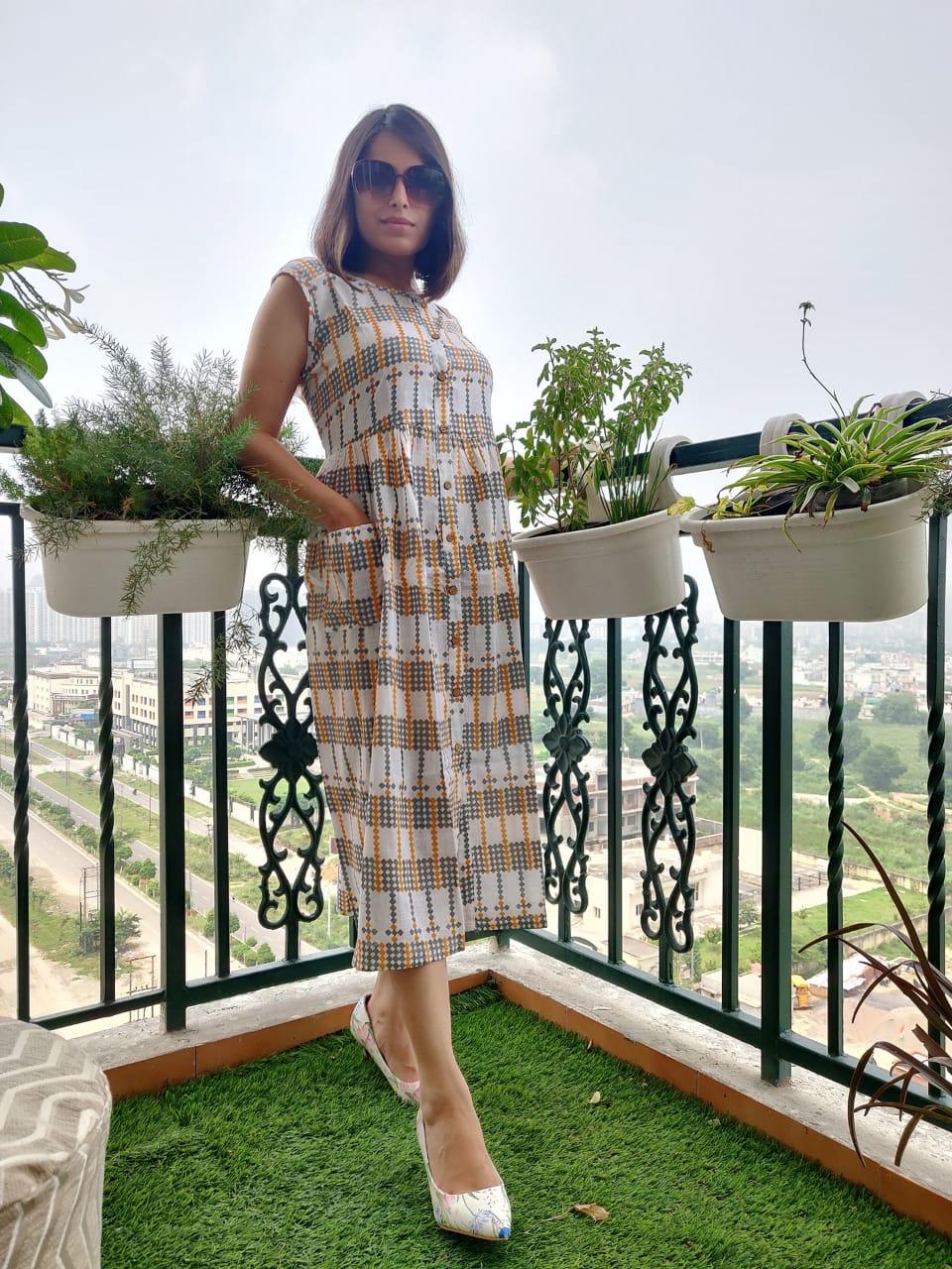 hand block printed one piece dress - 18191418 - Standard Image - 1