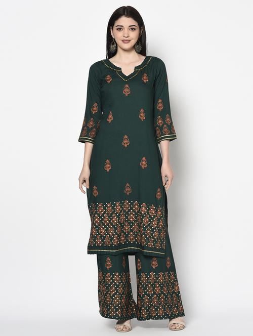 women block printed notch neck straight kurta  - 18192068 -  Standard Image - 0