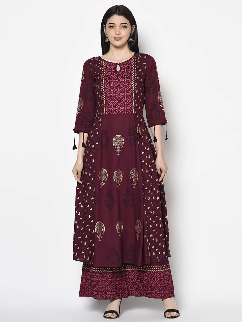 aniyah women maroon anarkali & palazzo set