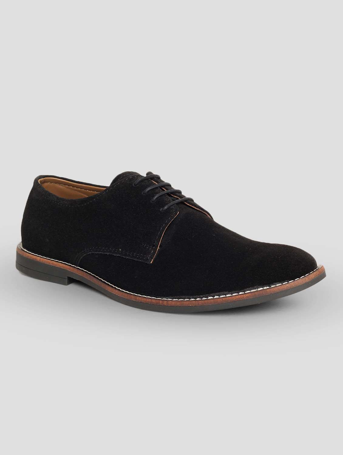 black suede laceup derbies