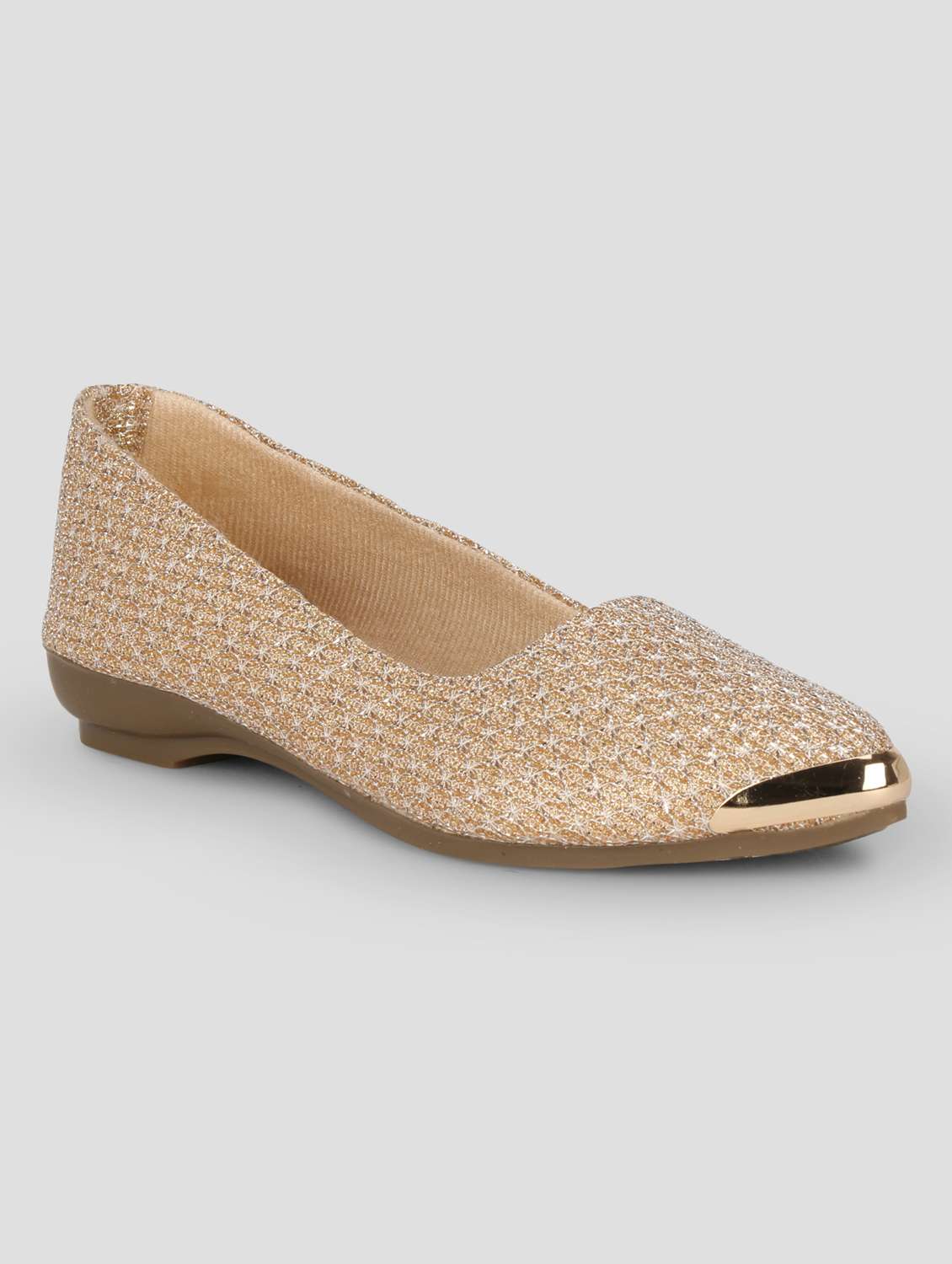 gold faux leather slip on ballerina
