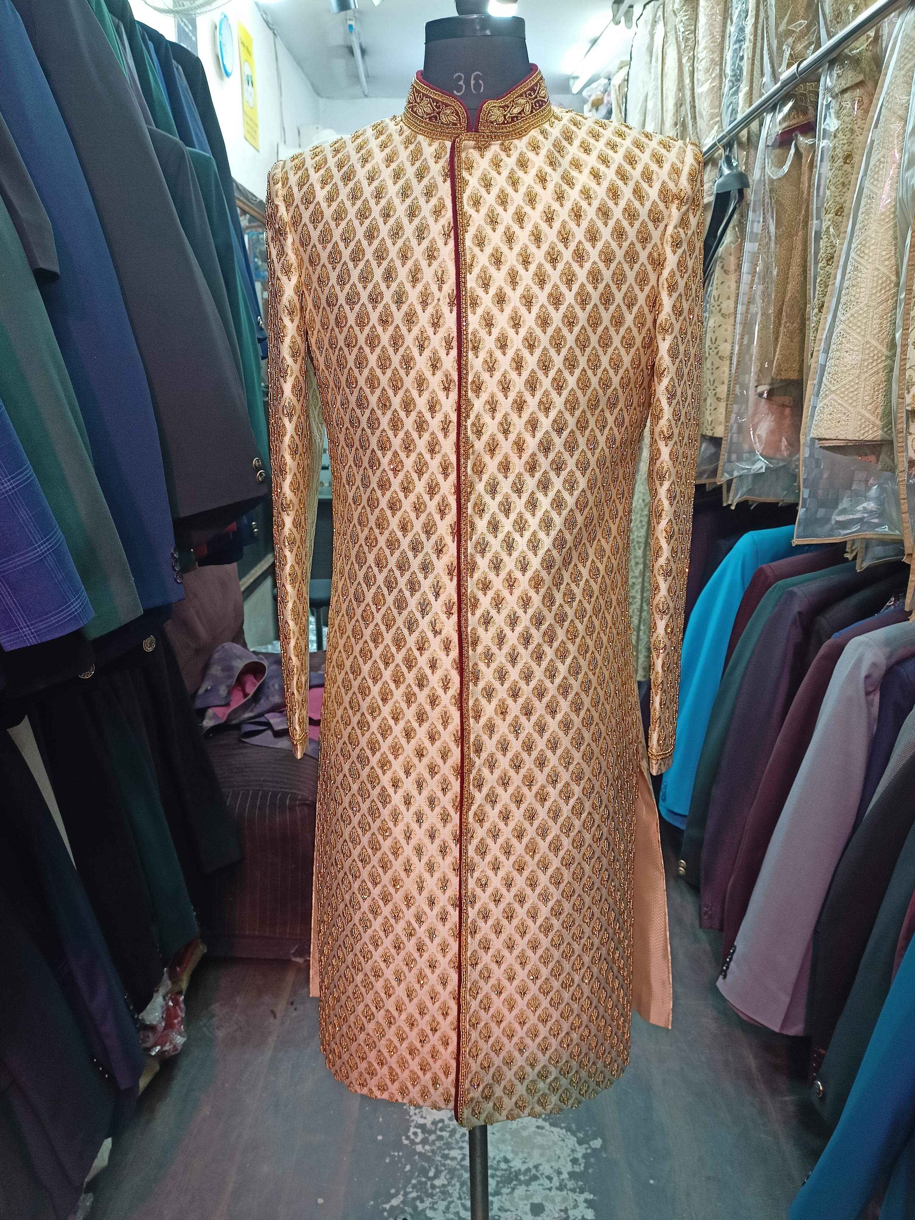 sherwani with brocket fabric for men's  - 18193106 -  Standard Image - 1