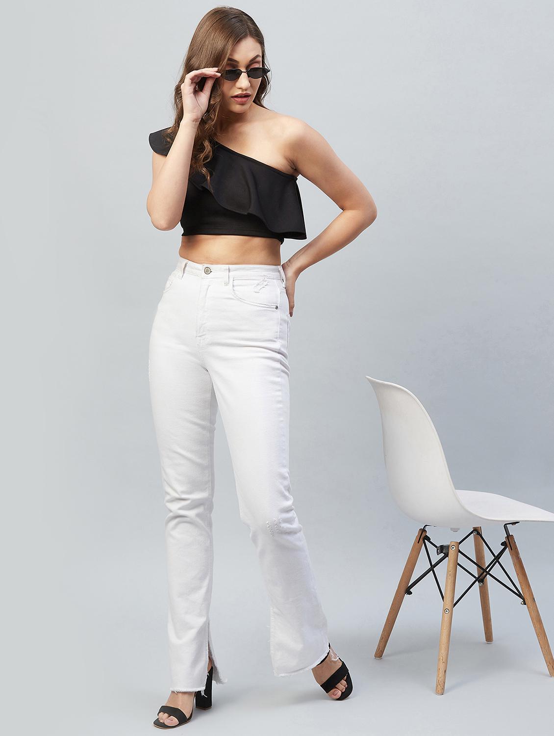 women's crop single shoulder top - 18193818 - Standard Image - 4