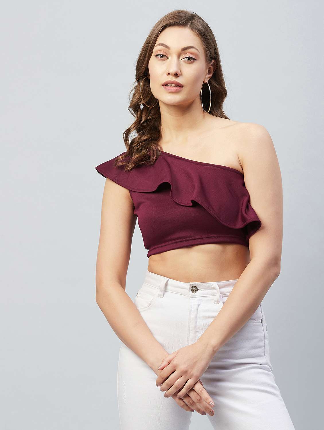 women's crop single shoulder top