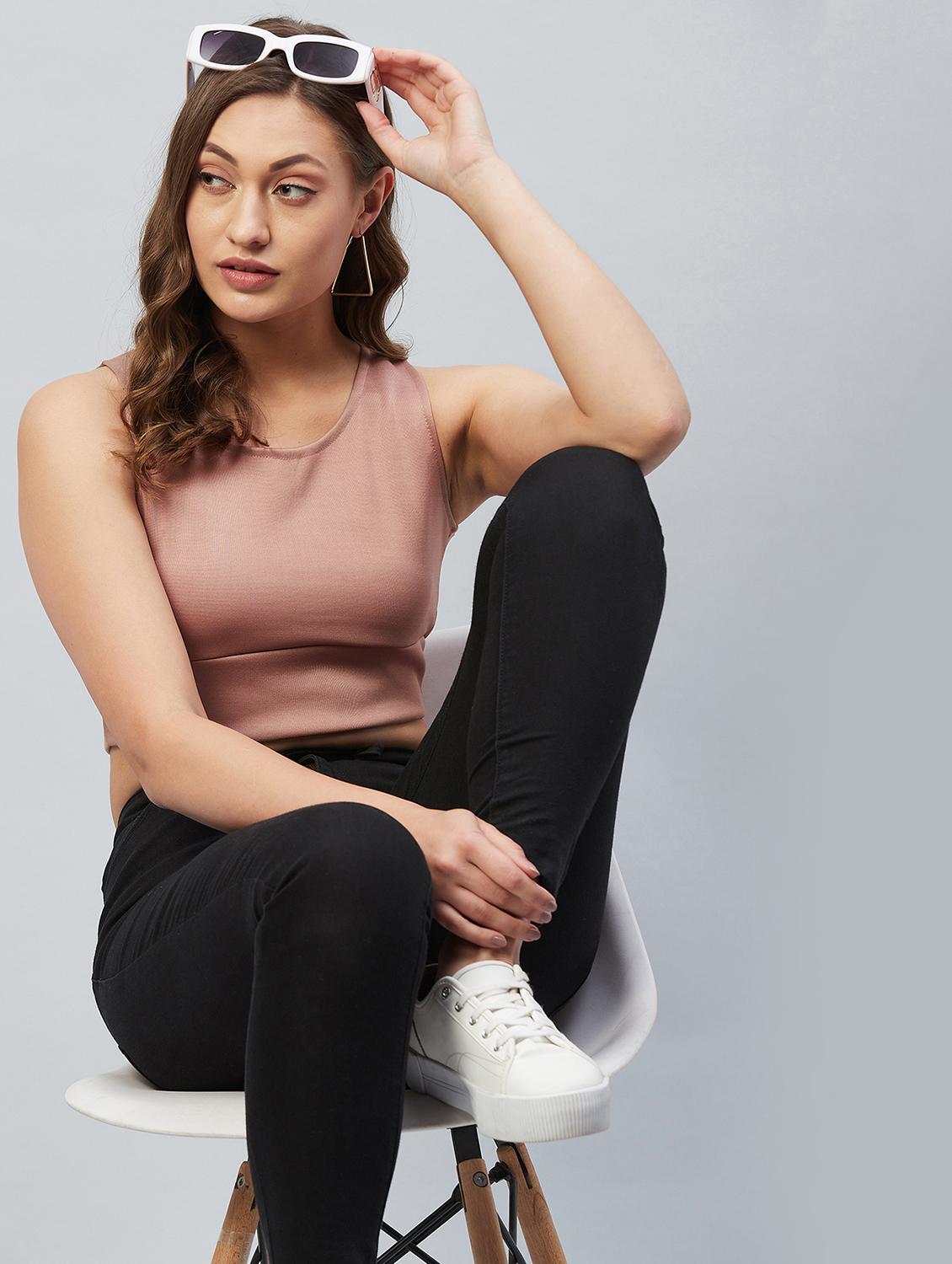 women's crop round neck top - 18193824 - Standard Image - 4