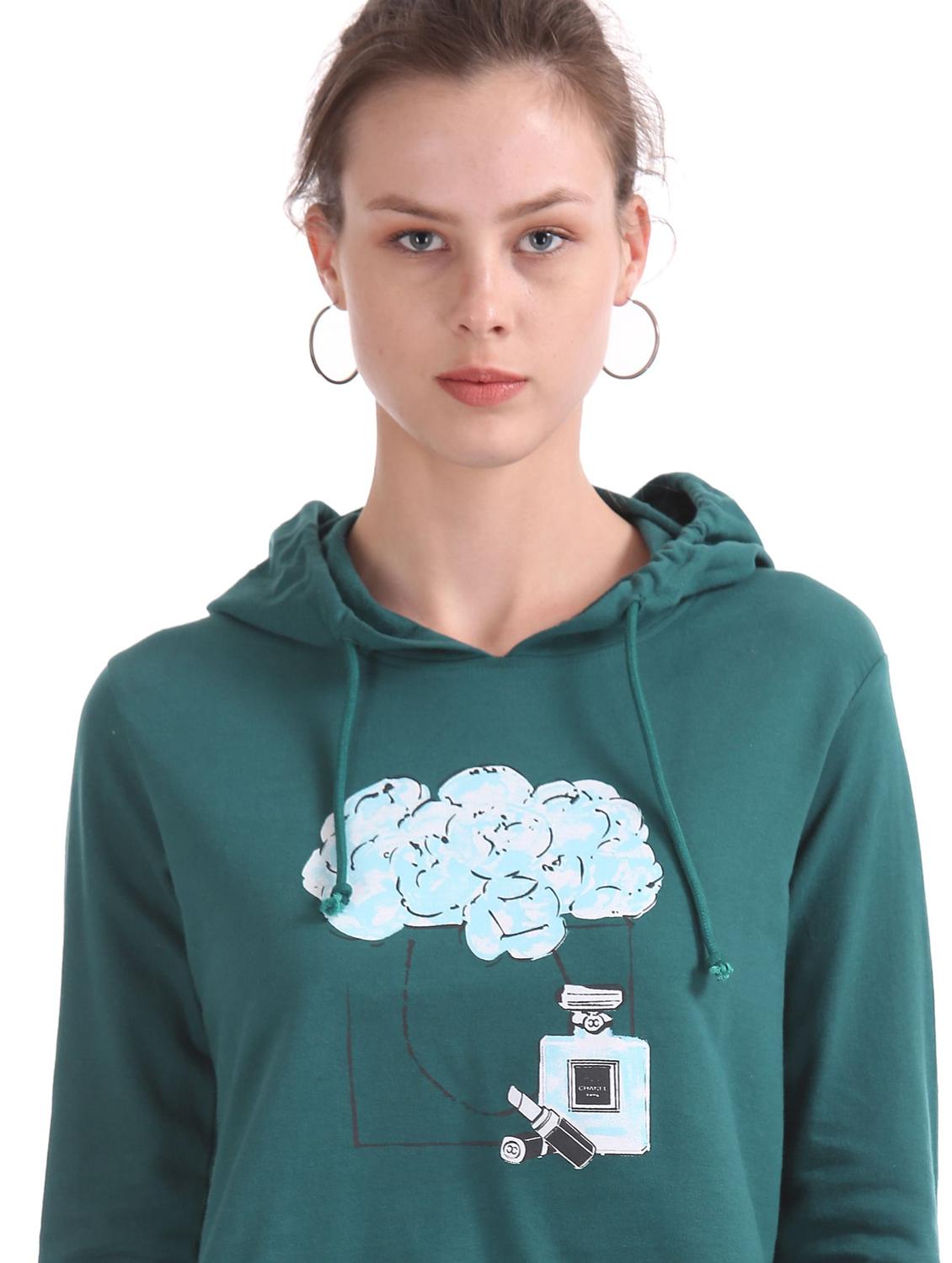 green printed regular sweatshirt - 18195855 - Standard Image - 4
