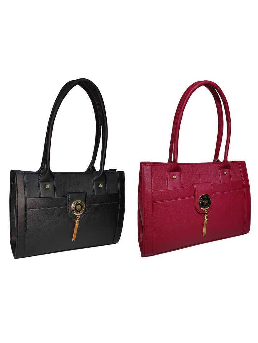 multi colored leatherette (pu) combo handbag