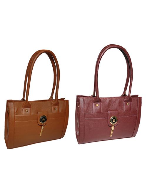 multi colored leatherette (pu) combo handbag - 18196674 - Standard Image - 0