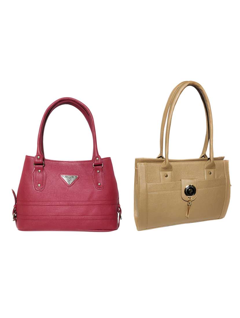 multi colored leatherette (pu) combo handbag