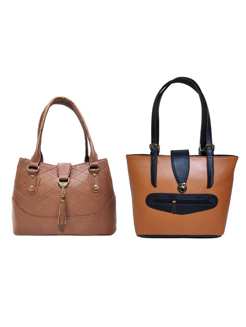 multi colored leatherette (pu) combo handbag