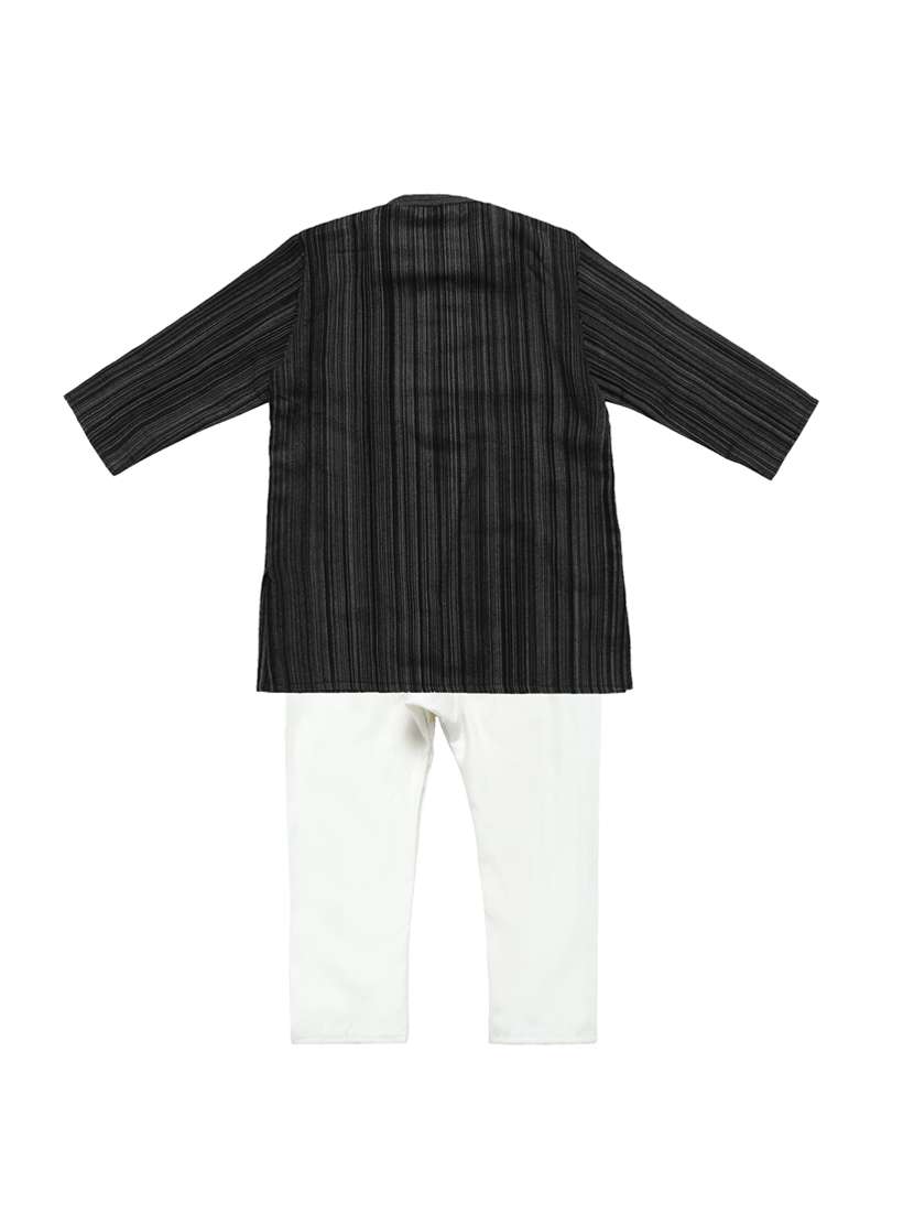 black striped kurta set - 18198017 -  Standard Image - 1
