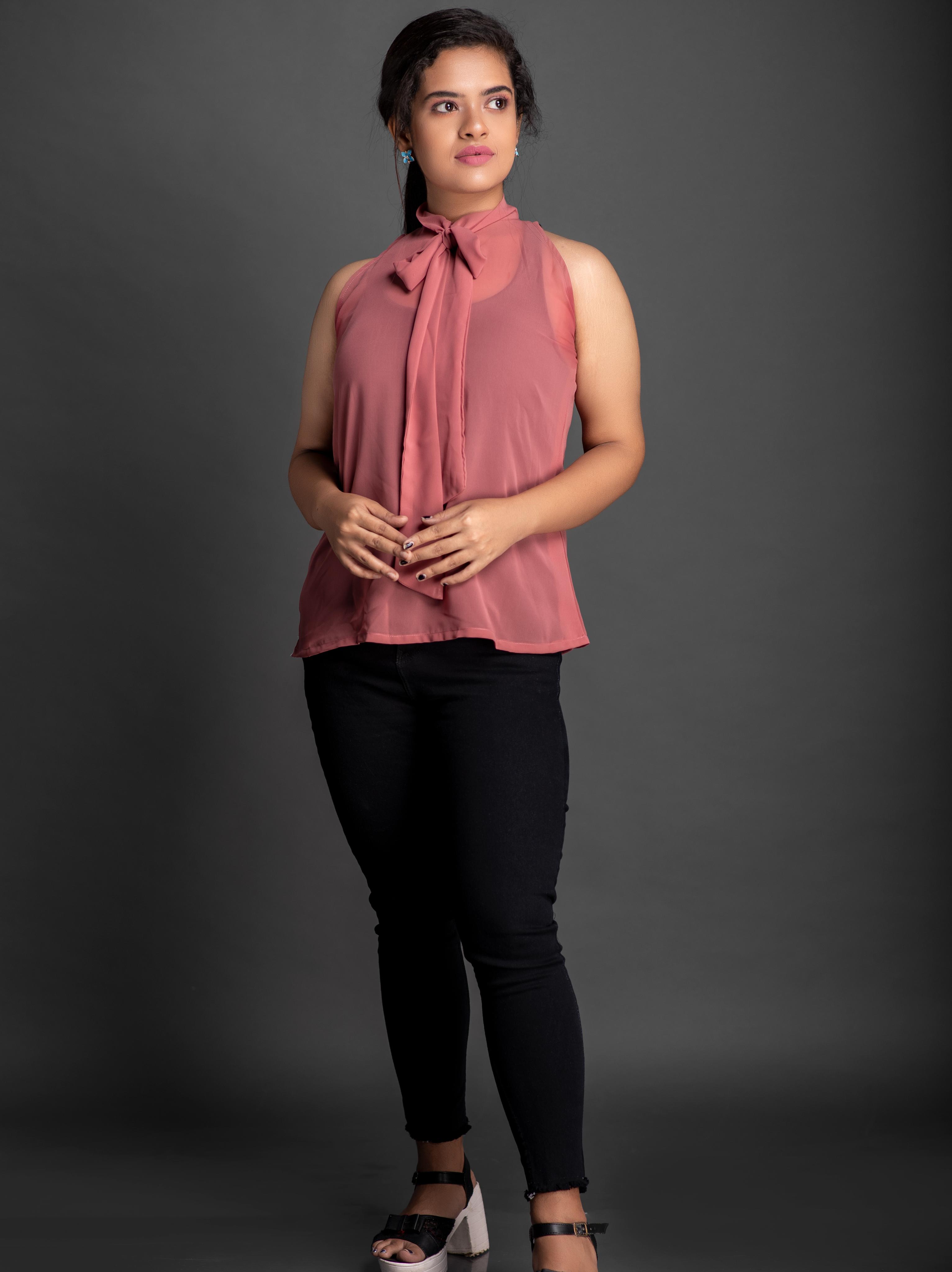 women's a line tie-up neck top - 18198308 - Zoom Image - 0