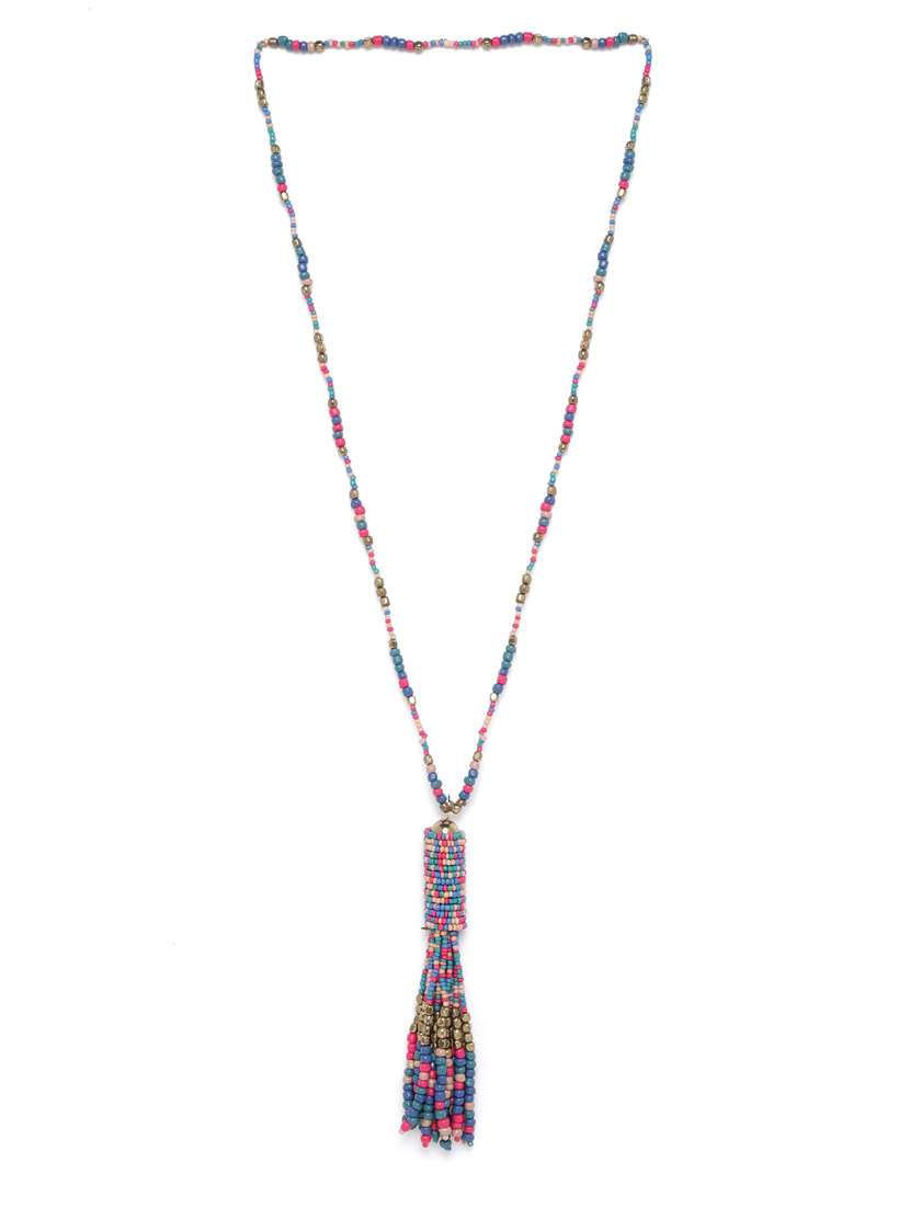 blue plastic long necklace - 18199015 - Zoom Image - 0