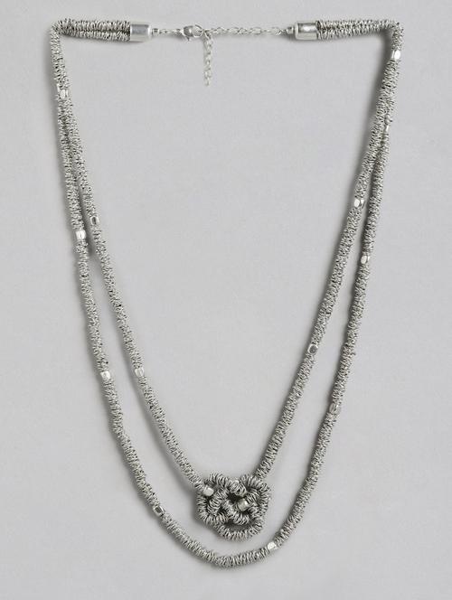 silver metal long necklace - 18199037 - Standard Image - 0