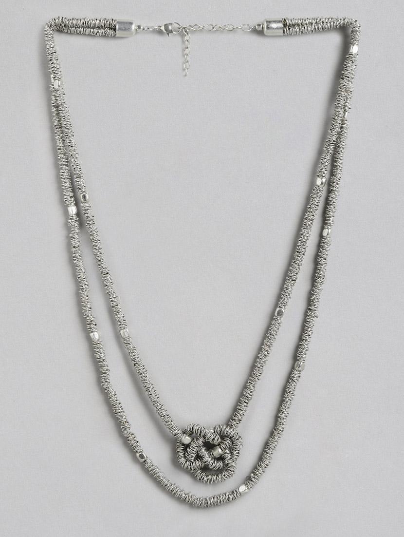 silver metal long necklace - 18199037 - Zoom Image - 0