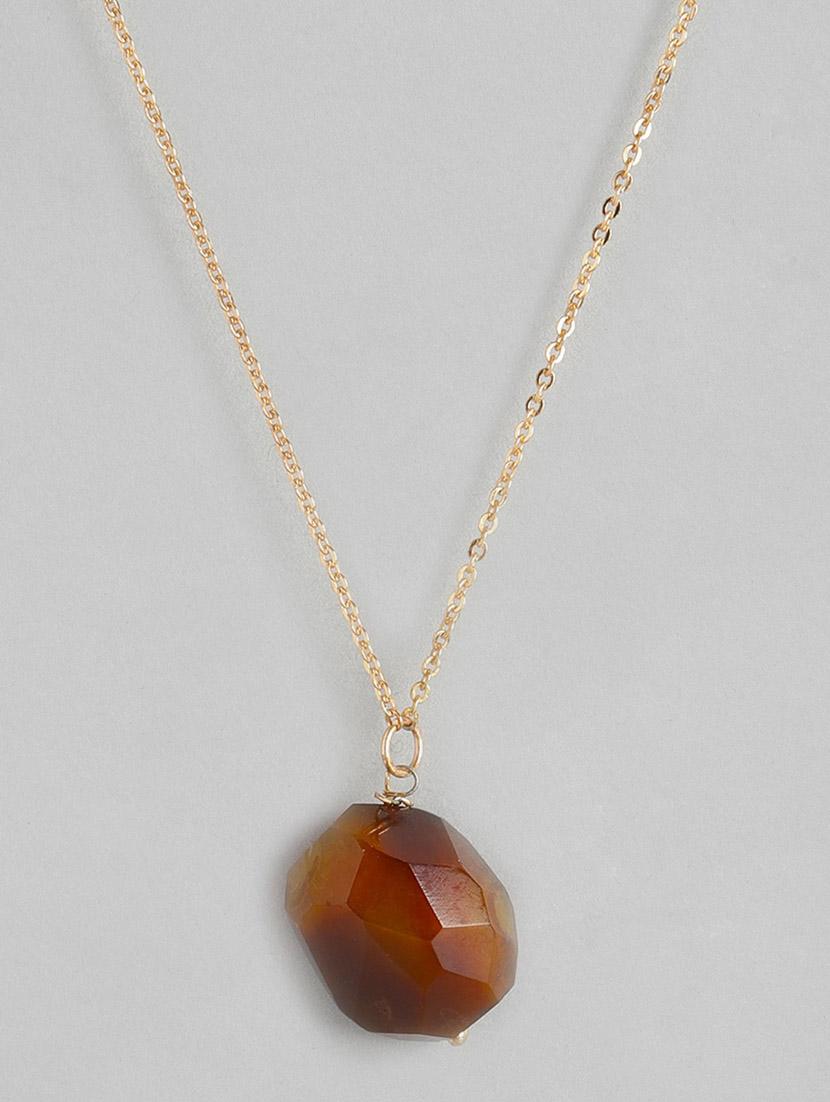 brown metal long necklace - 18199048 -  Standard Image - 1