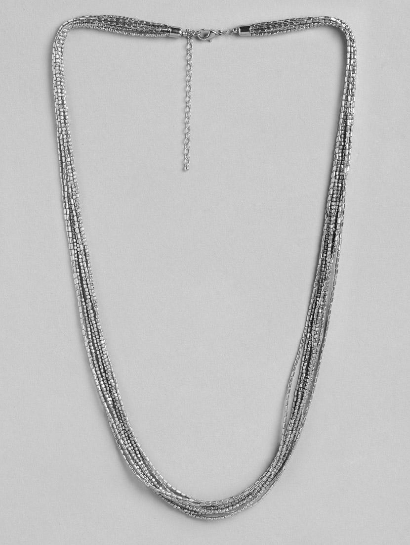 silver metal long necklace - 18199051 - Zoom Image - 0