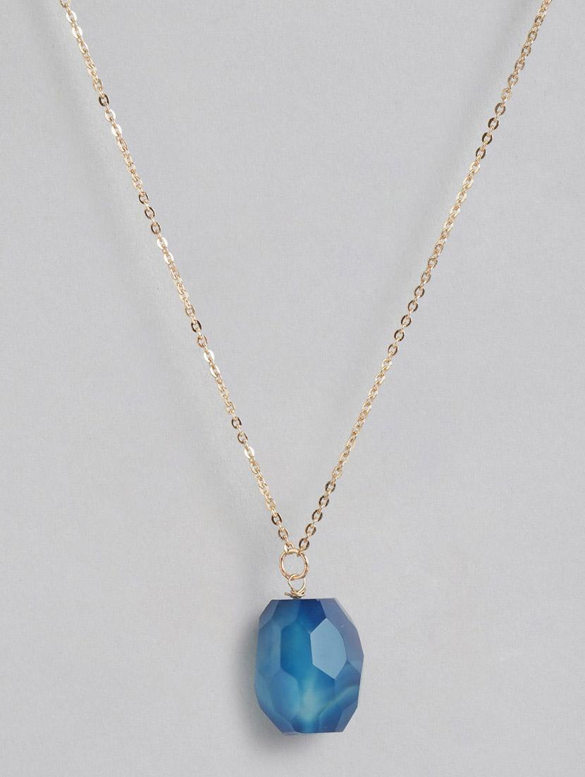 gold metal long necklace - 18199052 - Standard Image - 1