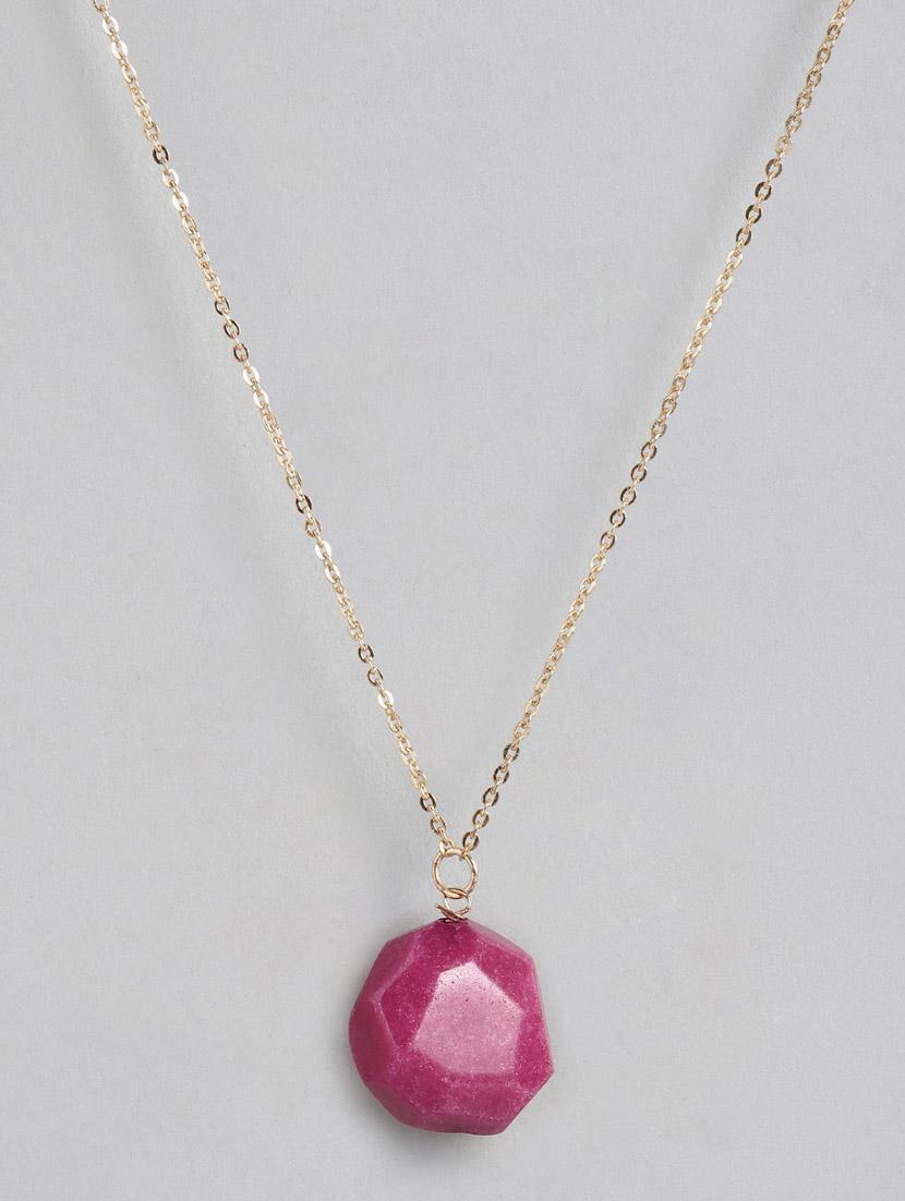 pink metal long necklace - 18199055 - Standard Image - 1