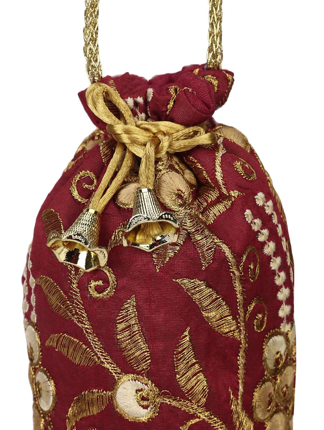 red faux silk ethnic potli - 18199314 -  Standard Image - 4