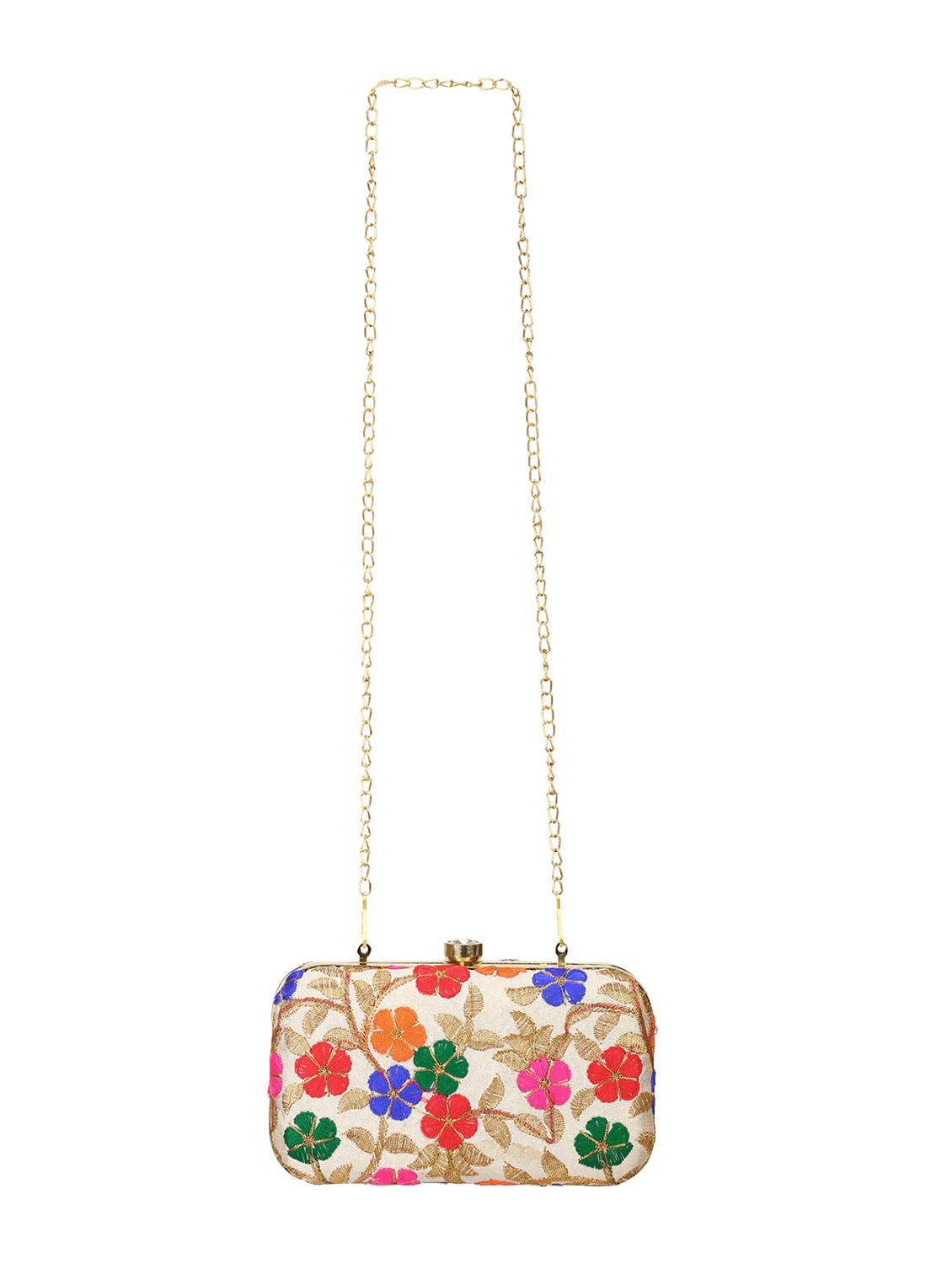 beige faux silk box clutch - 18199422 - Standard Image - 1