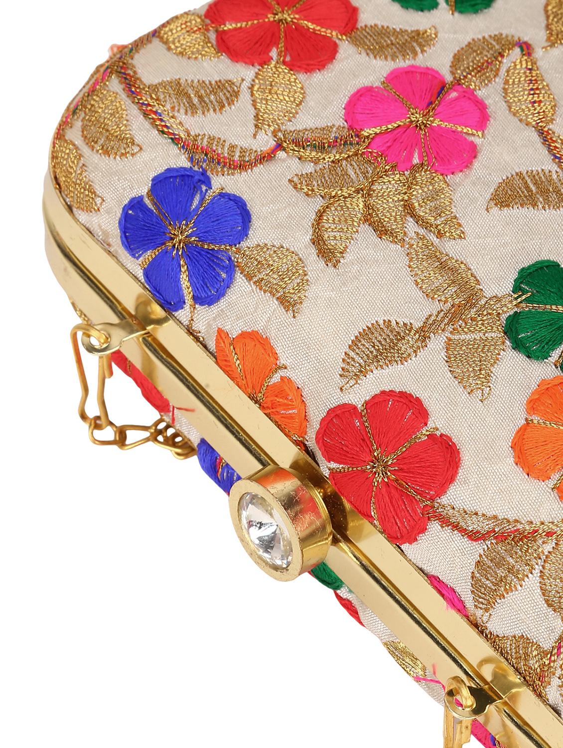 beige faux silk box clutch - 18199422 - Standard Image - 4