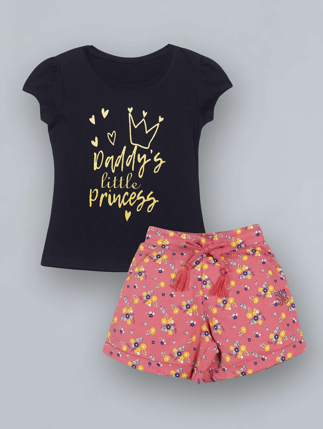 round neck printed shorts set 
