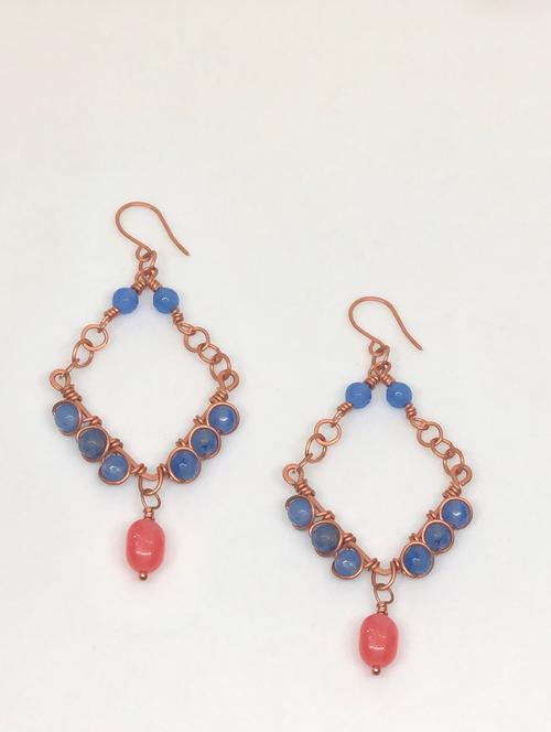 blue copper drop earring - 18199902 - Standard Image - 0
