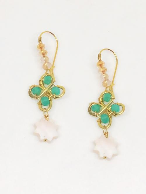 green brass drop earring - 18199909 - Standard Image - 0