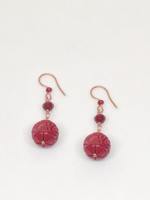red copper drop earring - 18199913 - Standard Image - 0