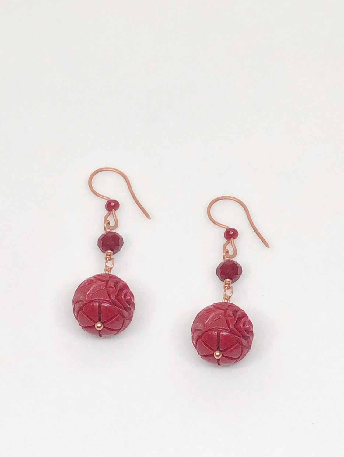 red copper drop earring - 18199913 - Zoom Image - 0