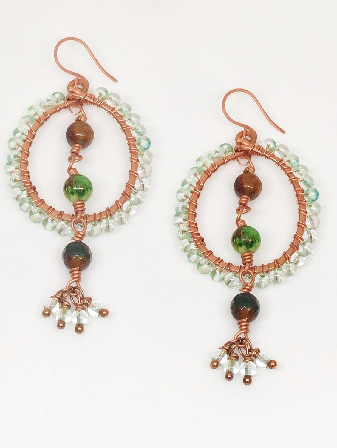 green copper drop earring - 18199914 - Zoom Image - 0