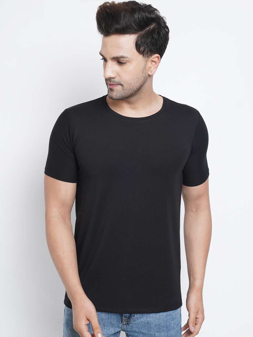 black solid t-shirt - 18200909 -  Zoom Image - 0