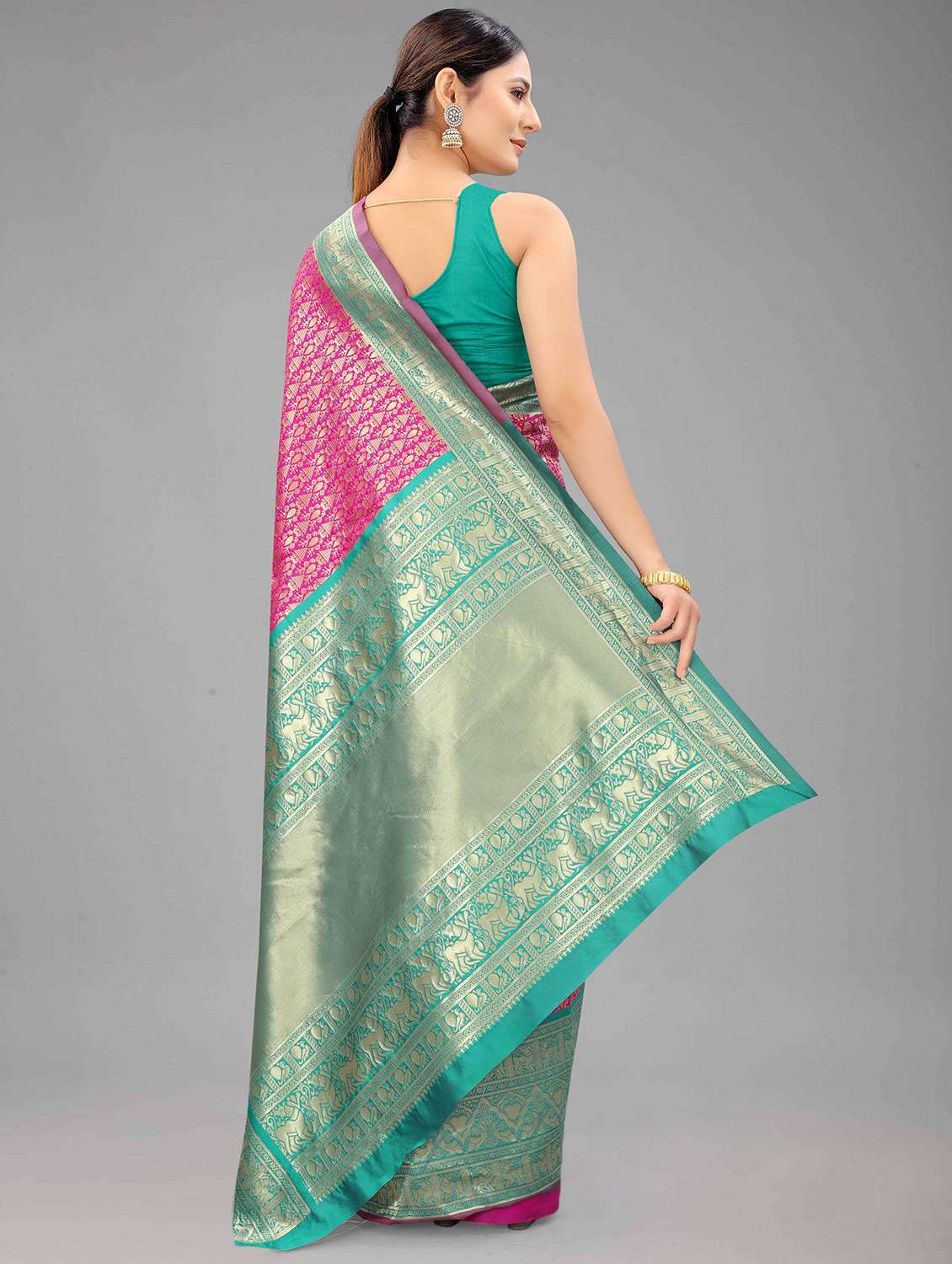 women's self design pink colored saree with blouse - 18201311 -  Standard Image - 1
