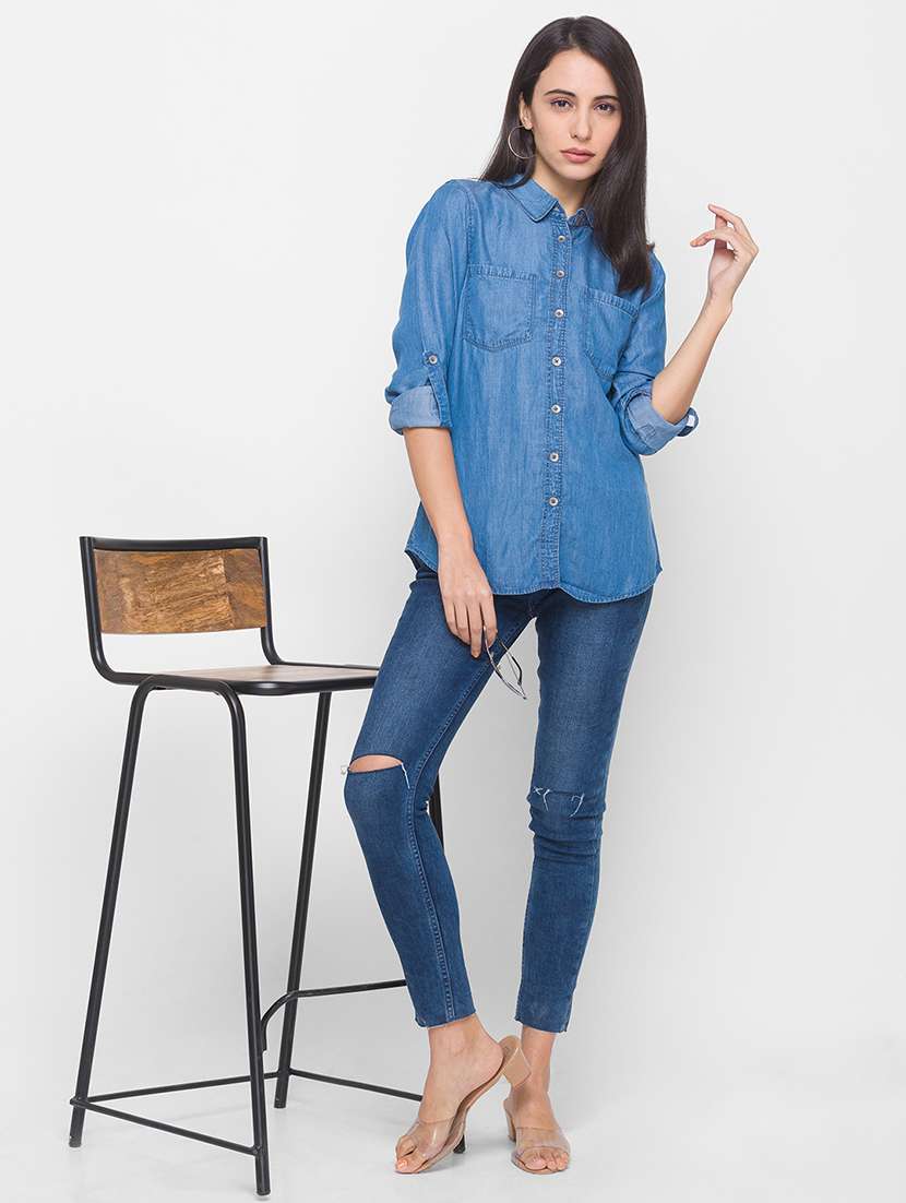 blue solid regular shirt - 18202196 -  Standard Image - 4
