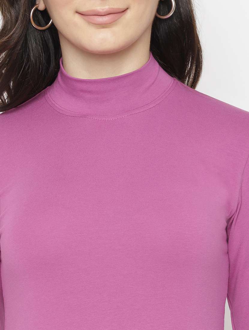 women's plain mock neck t-shirt - 18202902 -  Standard Image - 4