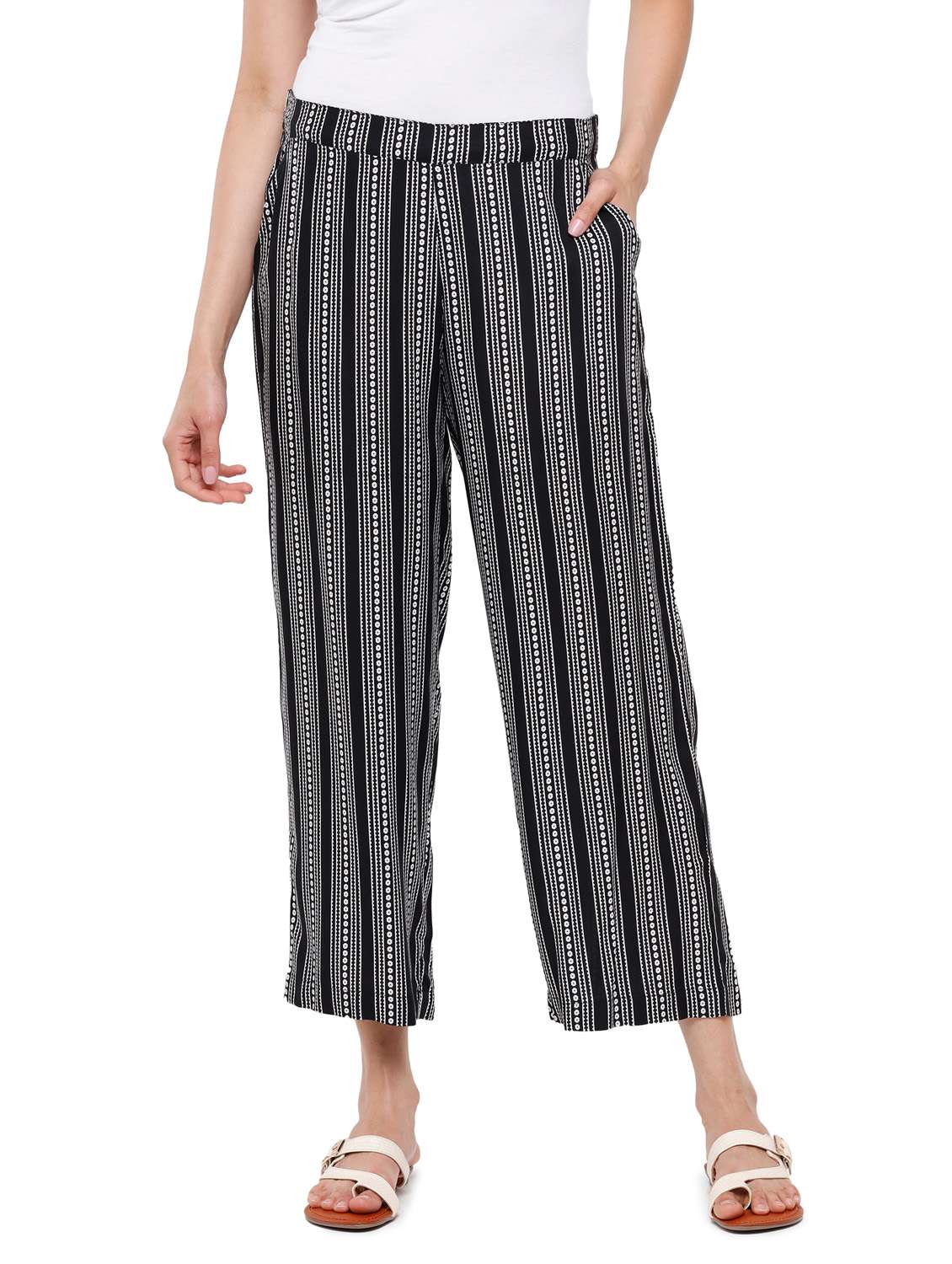 black striped straight palazzo