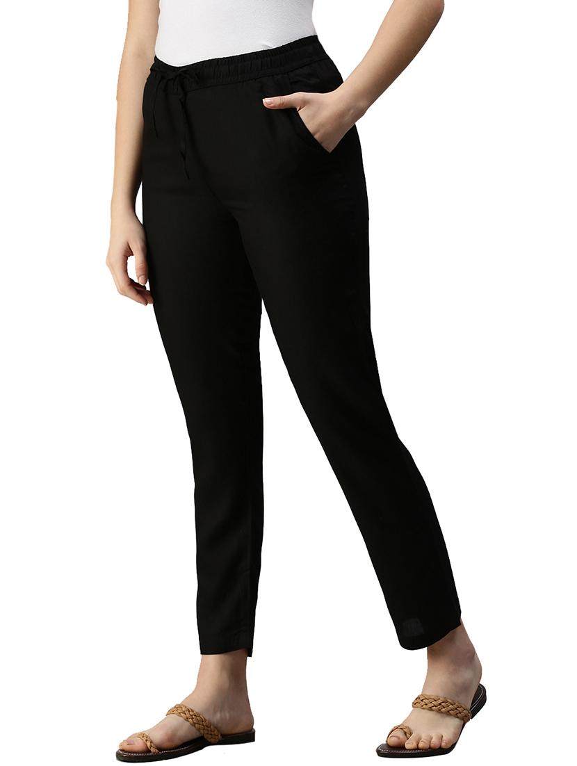 drawstring waist flat front trouser - 18203029 - Standard Image - 1