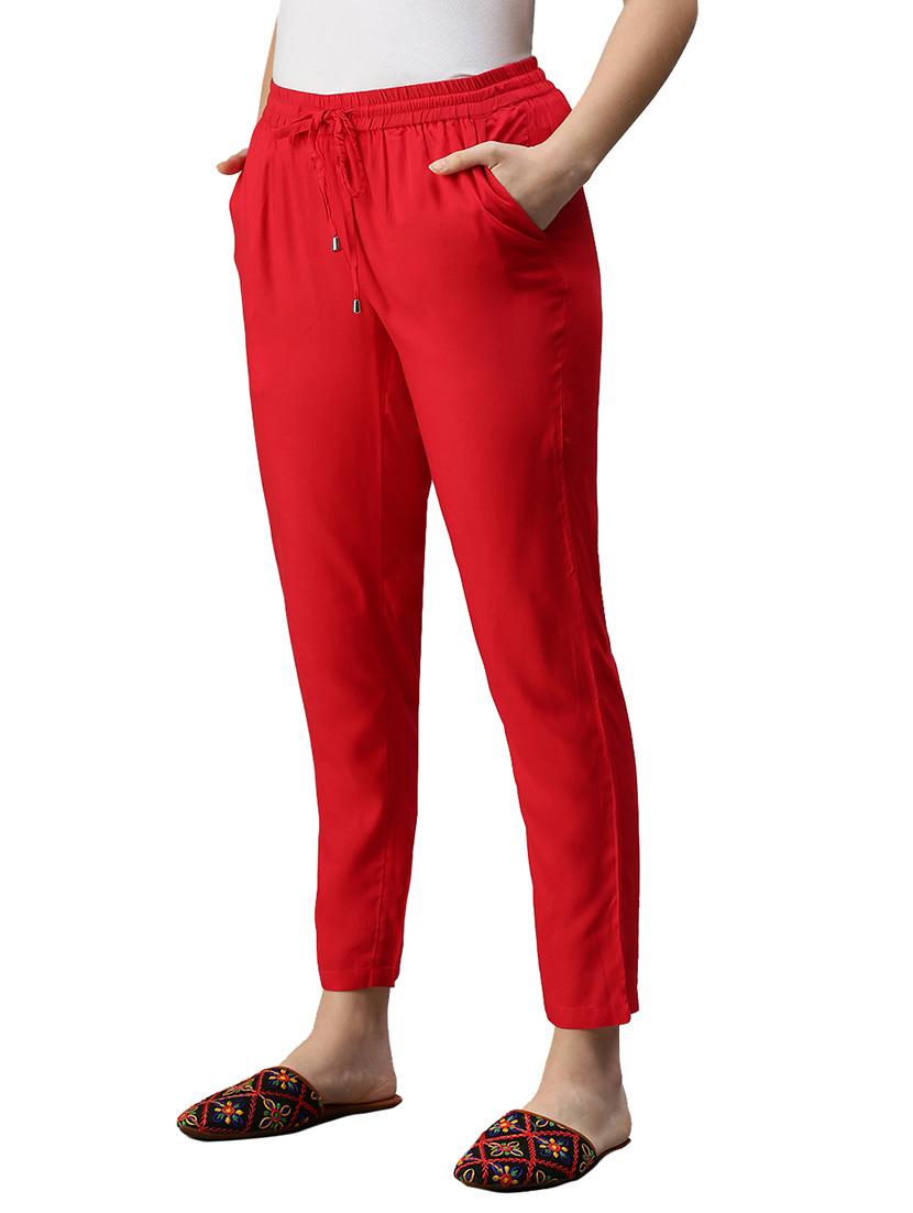 drawstring waist flat front trouser - 18203030 -  Standard Image - 1