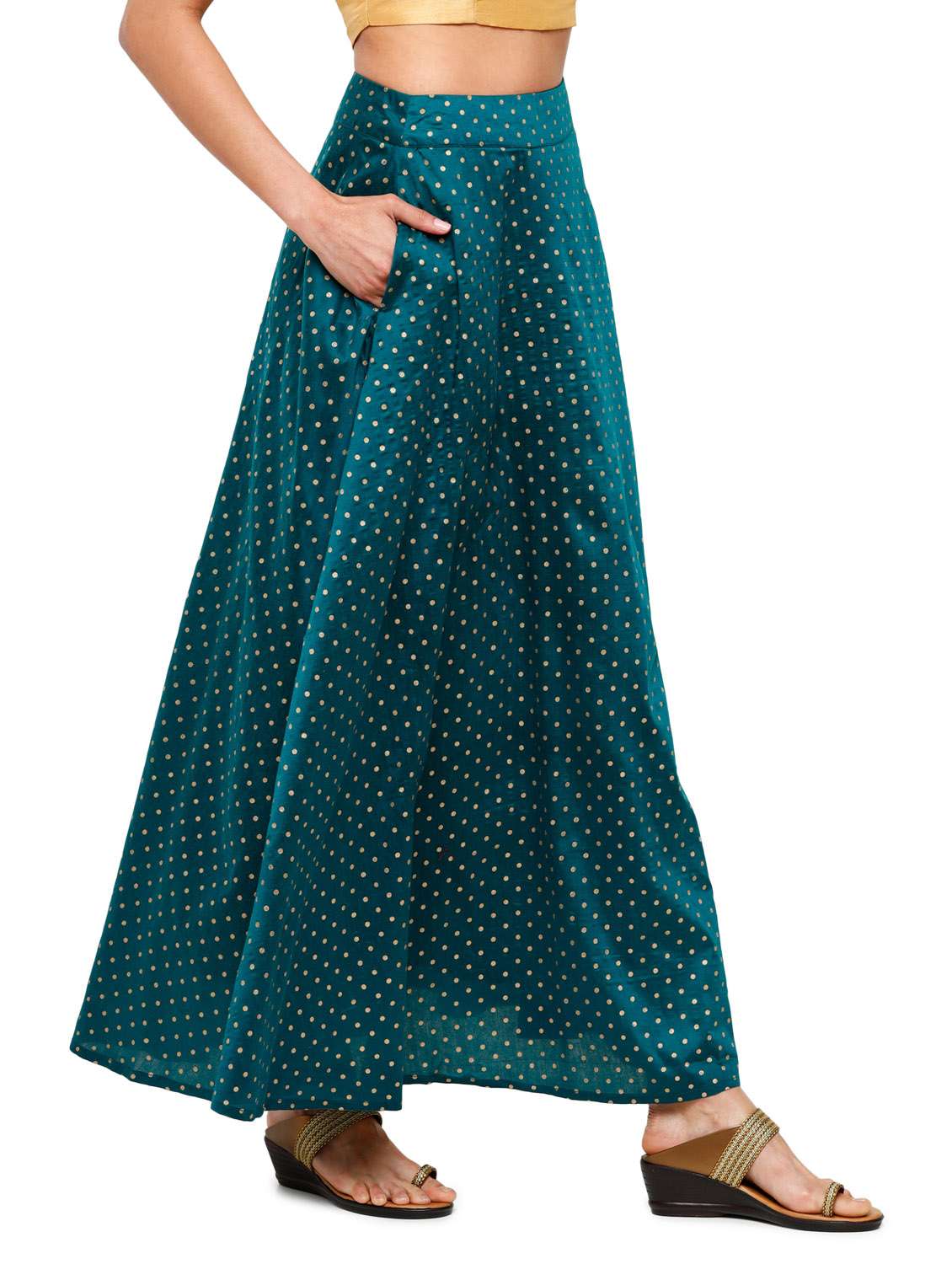 teal polka dot long skirt - 18203269 - Standard Image - 1