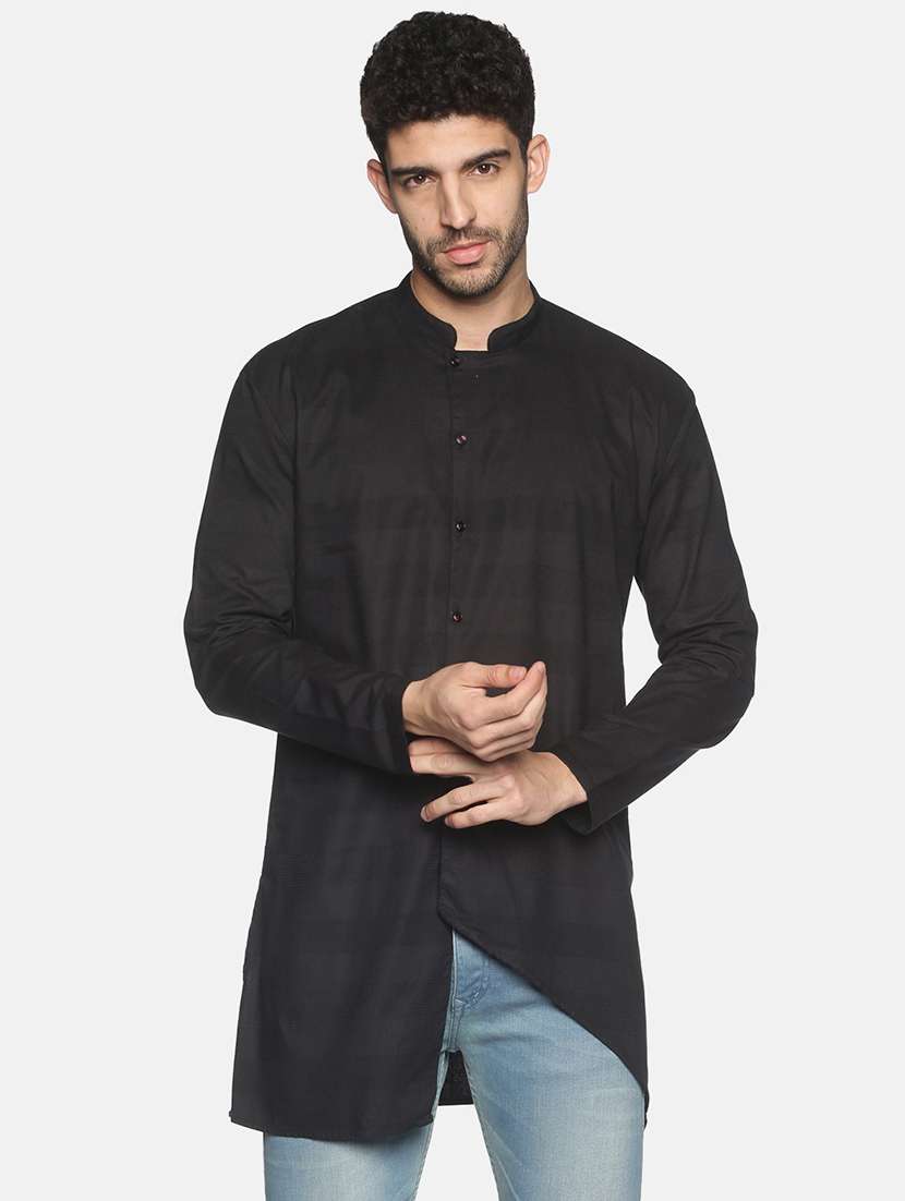 black solid asymmetric kurta
