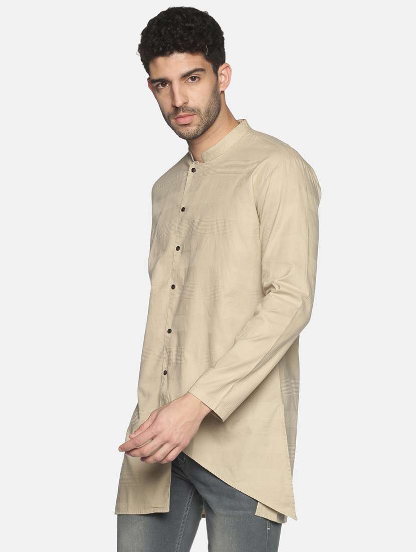 beige solid asymmetric kurta - 18203306 -  Standard Image - 1