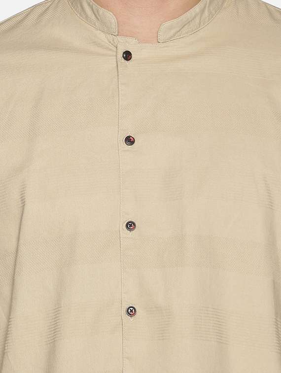 beige solid asymmetric kurta - 18203306 - Standard Image - 4