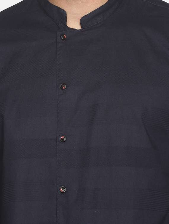 men solid mandarin neck asymmetric kurta - 18203307 - Standard Image - 4