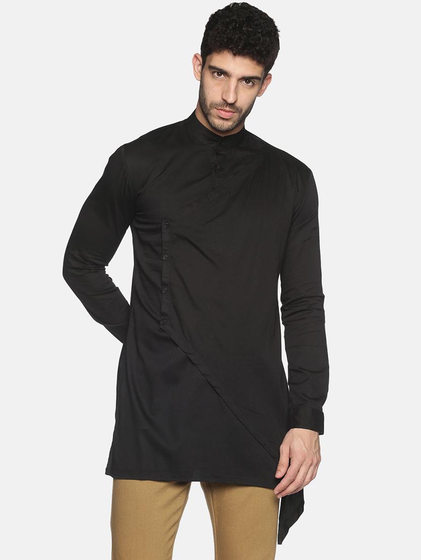 black solid asymmetric kurta