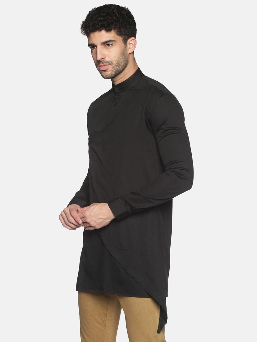 black solid asymmetric kurta - 18203308 - Standard Image - 1