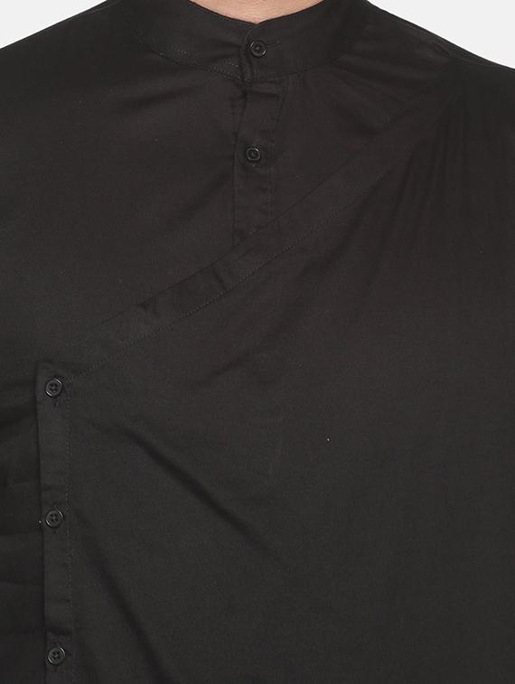 black solid asymmetric kurta - 18203308 - Standard Image - 4