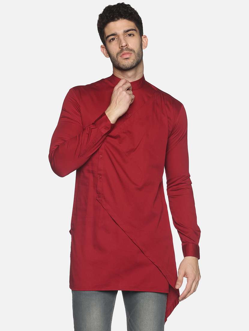 brown solid asymmetric kurta