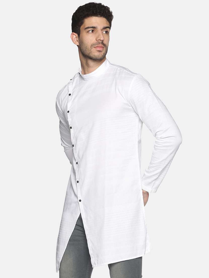 white solid asymmetric kurta - 18203310 -  Standard Image - 1